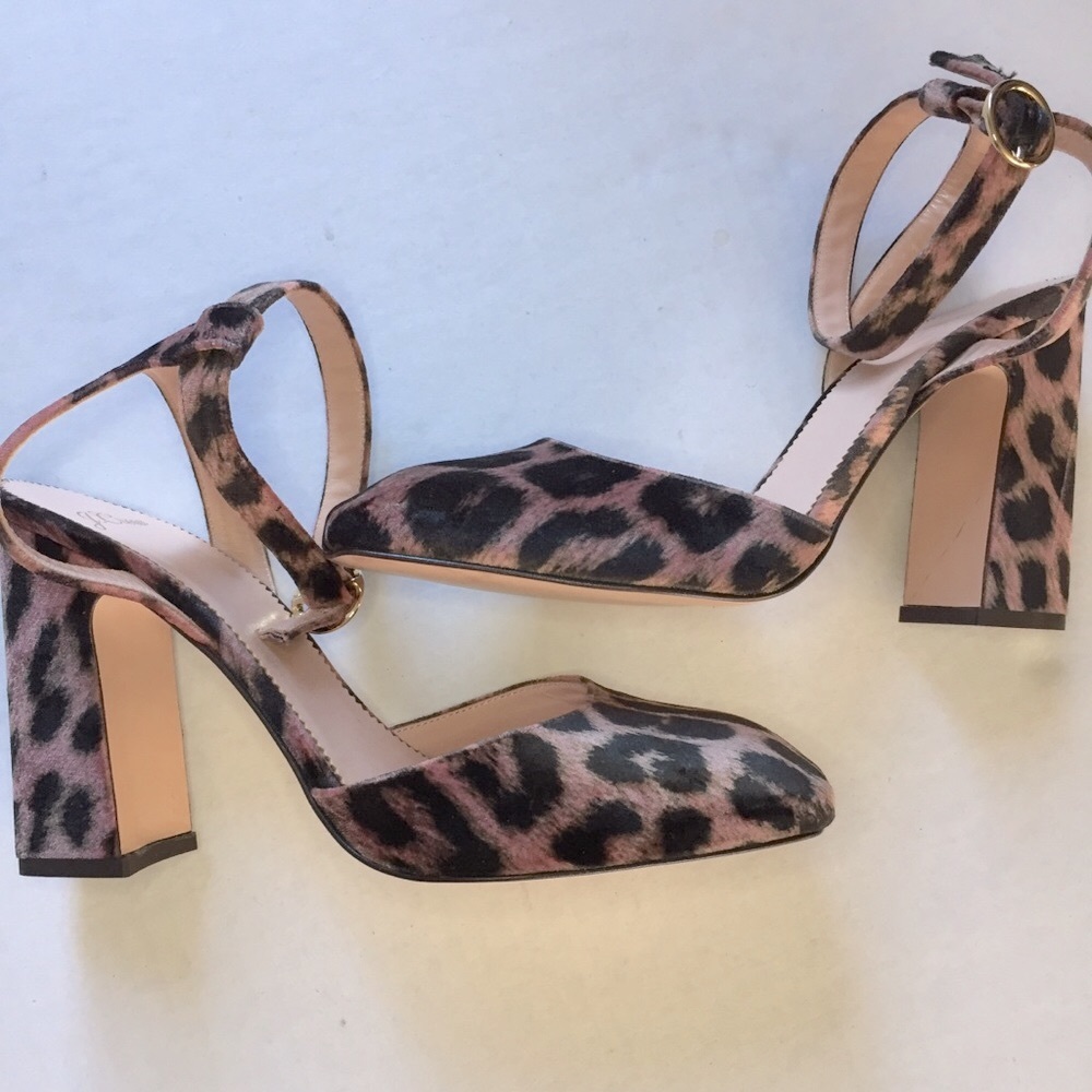 J. Crew Pink Black Harlow Velvet Leopard Pumps S10